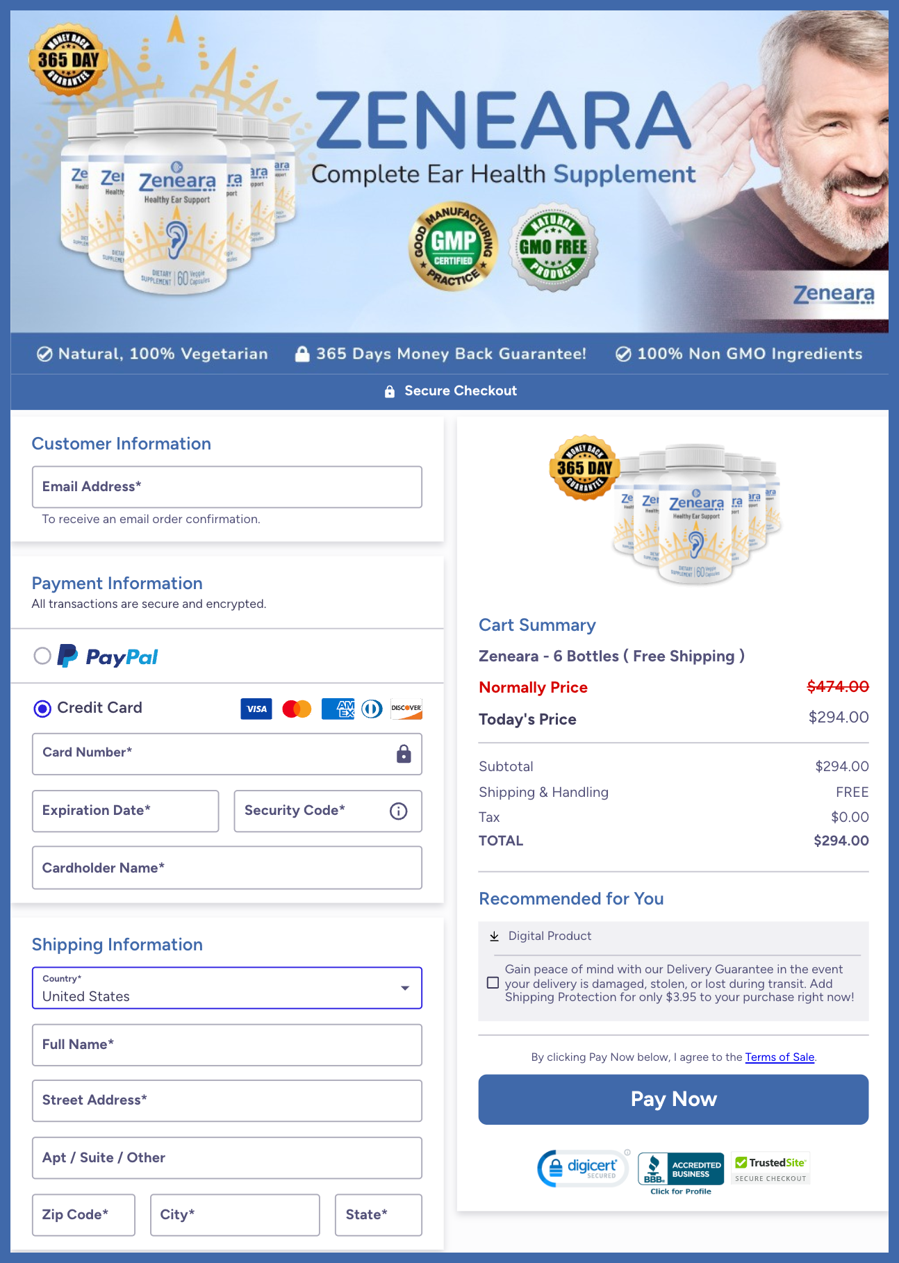 Zeneara Official Website Secure Order Page